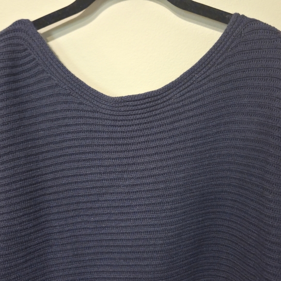 CAbi Utopia Dark Blue Deep Ribbed Asymmetrical Sweater Size Medium - Picture 6 of 6